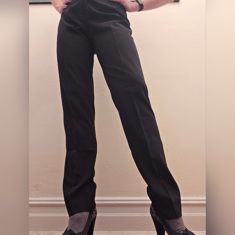 Custom Made Black Gabardine Slim Cigarette pants - never worn Size 7/8 / M NWOT